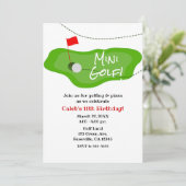 Invitation Mini Golf Golfing Vert Anniversaire Toute Fête (Debout devant)