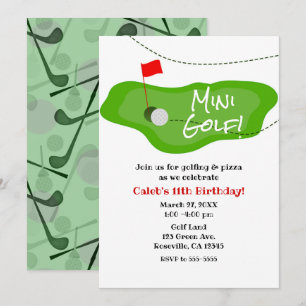 Invitation Mini Golf Golfing Vert Anniversaire Toute Fête