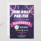 Invitation Mini golf lueur Anniversaire Fille de fête (Devant)