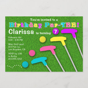 Invitation Mini Golf Par Tee Putt Putt Girl Anniversaire