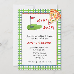 Invitation Mini Golf & Pizza Enfant fête d'anniversaire