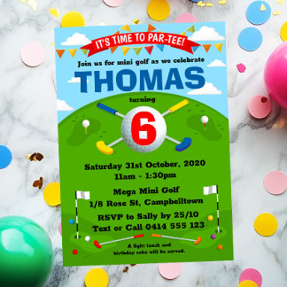 Invitation Mini Golf Putt Putt Boys Anniversaire