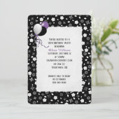 Invitation mini-impression florale noire et blanche (Debout devant)