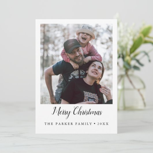 Invitation Mini Joyeux Noël année en révision Portrait (Debout devant)