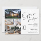 Invitation Mini Maison ouverte Noir & Blanc Immo 4 Photos (Devant)