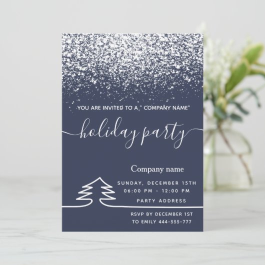 Invitation Mini marine bleu de la neige fête entreprise (Debout devant)