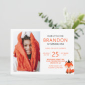 Invitation Mini mignon Petit Fox Zigzag photo Anniversaire (Debout devant)