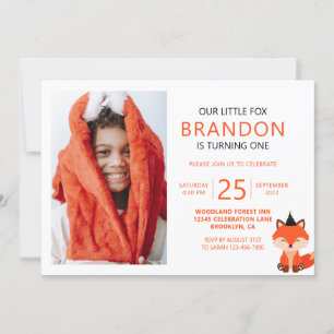 Invitation Mini mignon Petit Fox Zigzag photo Anniversaire