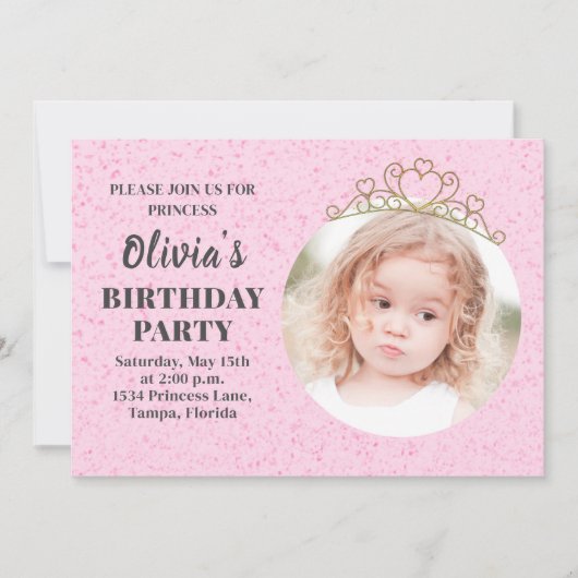 Invitation Mini mignon princesse Tiara Anniversaire Whimsical (Devant)