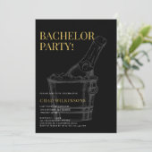 Invitation Mini-moderne Black Gold photo bachelor fête (Debout devant)