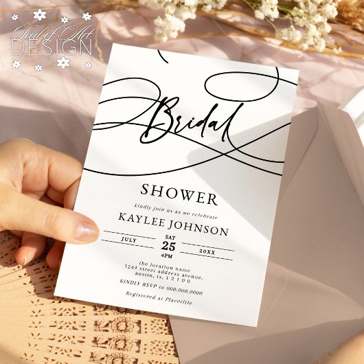 Invitation Mini-moderne design Script "nuptiale" douche