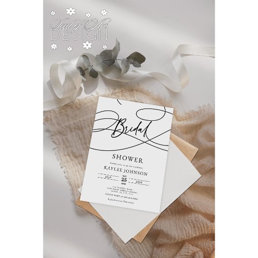 Invitation Mini-moderne design Script "nuptiale" douche