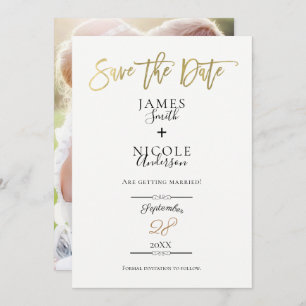 Invitation Mini moderne Gold Foil pleine photo Enregistrer la
