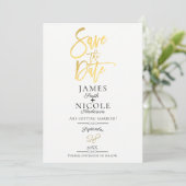 Invitation Mini moderne Gold Foil pleine photo Enregistrer la (Debout devant)
