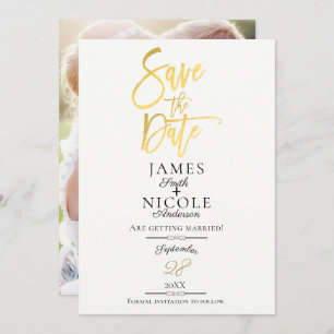 Invitation Mini moderne Gold Foil pleine photo Enregistrer la