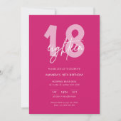 Invitation Mini moderne Hot rose 18e anniversaire fête (Devant)