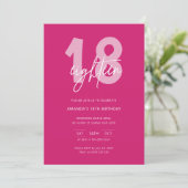 Invitation Mini moderne Hot rose 18e anniversaire fête (Debout devant)