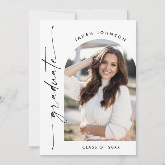 Invitation Mini moderne PHOTO Graduation Party QR code (Devant)