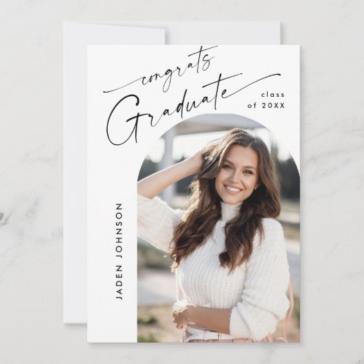 Invitation Mini moderne PHOTO Graduation Party QR code (Devant)