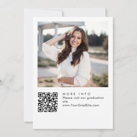 Invitation Mini moderne PHOTO Graduation Party QR code (Dos)