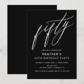 Invitation Mini Noir Cinquante 50ème anniversaire (Devant / Derrière)