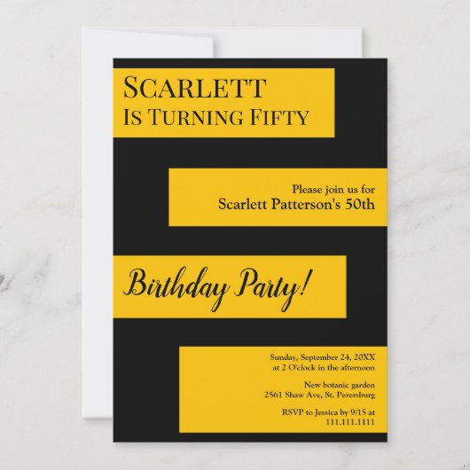 Invitation Mini noir et or élégant chic 50e anniversaire (Devant)