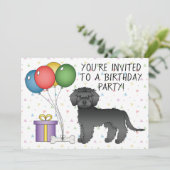 Invitation Mini noir Goldendoodle mignon dessin animé chien A (Debout devant)