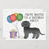 Invitation Mini noir Goldendoodle mignon dessin animé chien A (Devant / Derrière)