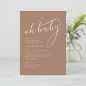 Invitation Mini Oh Baby Script Mocha Baby shower (Debout devant)