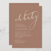 Invitation Mini Oh Baby Script Mocha Baby shower (Devant / Derrière)