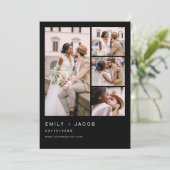 Invitation Mini photo Cinq photo Noir Blanc Mariage (Debout devant)