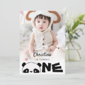 Invitation Mini Photo Cute Panda Premier anniversaire (Debout devant)