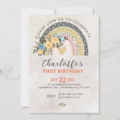 Invitation Mini Pompas Grass Retro Rainbow Boho Anniversaire (Devant)