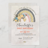 Invitation Mini Pompas Grass Retro Rainbow Boho Anniversaire (Devant / Derrière)