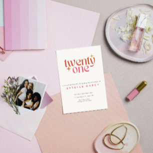 Invitation Mini rétro coloré vingt premier 21ème parti