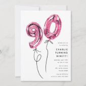 Invitation Mini rose 90 Balloon 90ème anniversaire (Devant)