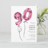 Invitation Mini rose 90 Balloon 90ème anniversaire (Debout devant)