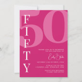 Invitation Mini rose cinquante-0ème anniversaire (Devant)