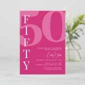 Invitation Mini rose cinquante-0ème anniversaire (Debout devant)