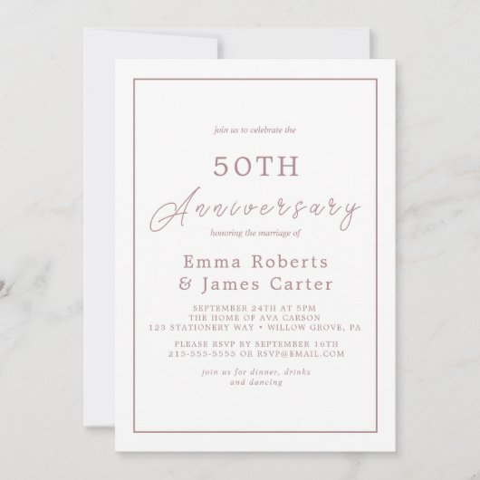 Invitation Mini-Rose Gold 50e anniversaire Mariage (Devant)