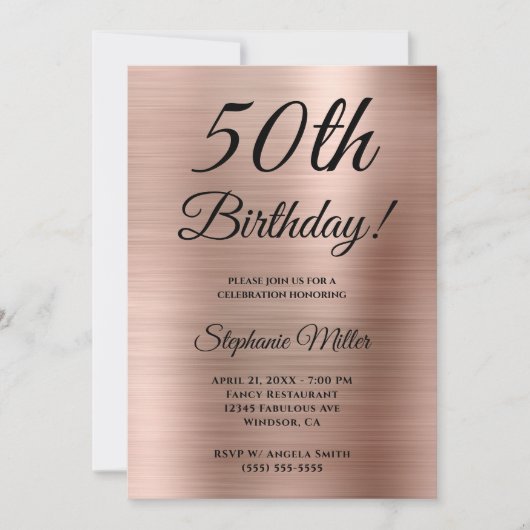 Invitation Mini-Rose Gold Foil Anniversaire (Devant)