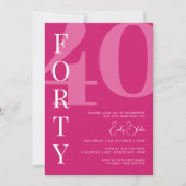 Invitation Mini rose quarante-dixième fête anniversaire (Devant)