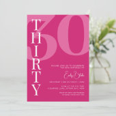 Invitation Mini rose Trente anniversaire fête (Debout devant)