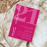 Invitation Mini rose Vingt et un 21ème anniversaire fête<br><div class="desc">Cette invitation minimaliste à la fête du 21ème anniversaire de typographie est parfaite pour une fête d'anniversaire moderne. Le design simple présente une police blanche classique sur arrière - plan rose. Personnalisable dans n'importe quelle couleur. Gardez le design minimal et élégant, en l'état, ou personnalisez-le en ajoutant vos propres graphiques...</div>