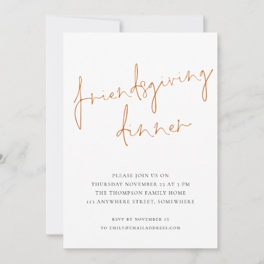 Invitation Mini-Script Friendsgiving Diner Orange (Devant)