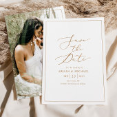 Invitation Mini-Script Gold Photo Wedding Enregistrer La Date