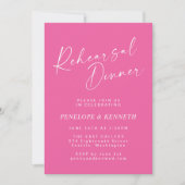Invitation Mini-script moderne Dîner de répétition rose chaud (Devant)