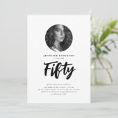 Invitation Mini script photo 50e anniversaire noir blanc (Debout devant)