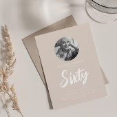 Invitation Mini-Script photo 60e anniversaire Champagne