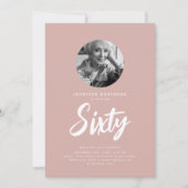 Invitation Mini script photo 60e anniversaire Dusty Rose (Devant)